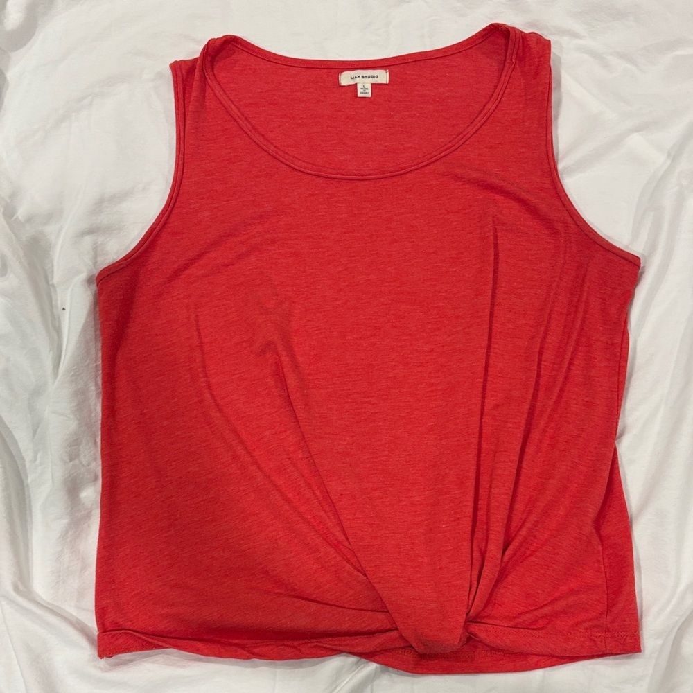 Max Studio Vibrant Red Twist-Detail Tank Top